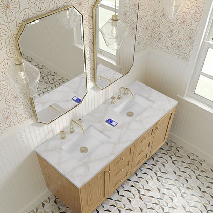 James Martin - Laurent 60" Double Vanity, Light Natural Oak, w/ 3 CM Victorian Silver Quartz Top w/FreePower Wireless Charger - 545-V60D-LNO-FVSL view 13