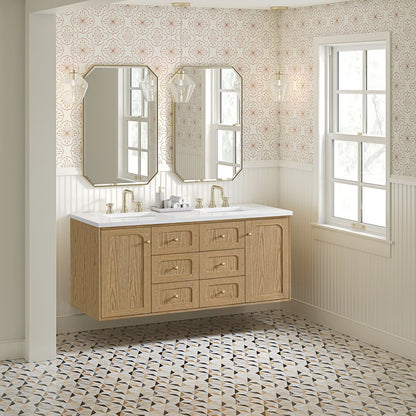 James Martin - Laurent 60" Double Vanity, Light Natural Oak, w/ 3 CM White Zeus Quartz Top - 545-V60D-LNO-3WZ view 7