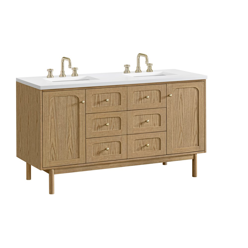 James Martin - Laurent 60" Double Vanity, Light Natural Oak, w/ 3 CM White Zeus Quartz Top - 545-V60D-LNO-3WZ view 15
