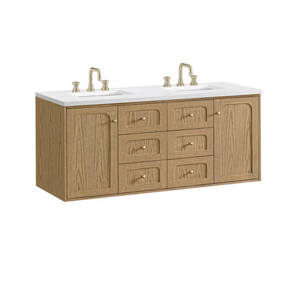 James Martin - Laurent 60" Double Vanity, Light Natural Oak, w/ 3 CM White Zeus Quartz Top - 545-V60D-LNO-3WZ view 16