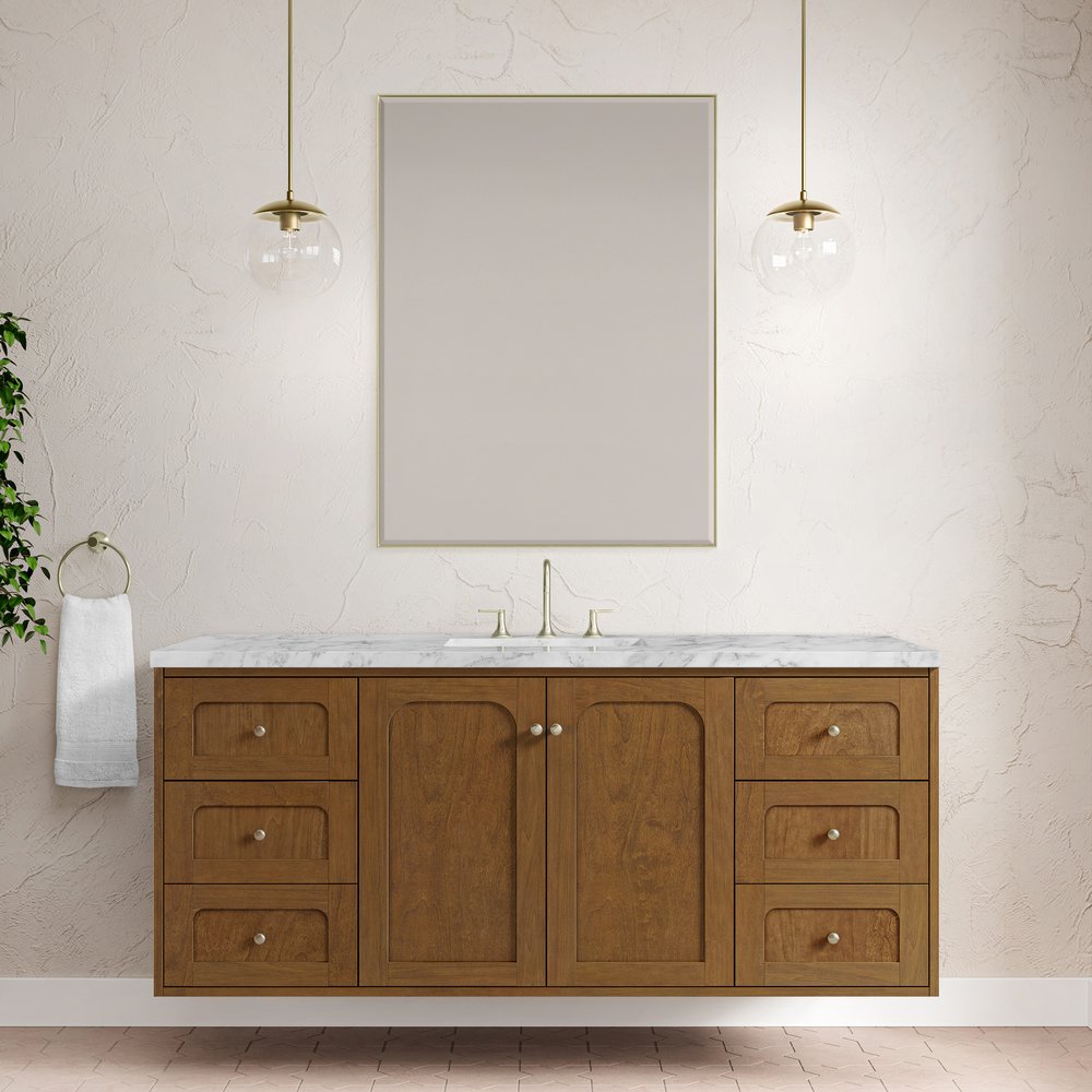 James Martin - Laurent 60" Single Vanity, Honey Oak w/ 3 CM Carrara Marble Top - 545-V60S-HNO-3CAR view 6