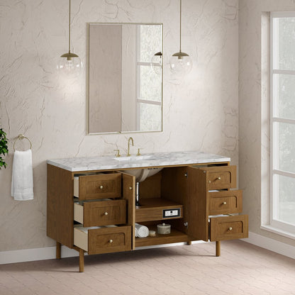 James Martin - Laurent 60" Single Vanity, Honey Oak w/ 3 CM Carrara Marble Top - 545-V60S-HNO-3CAR view 9