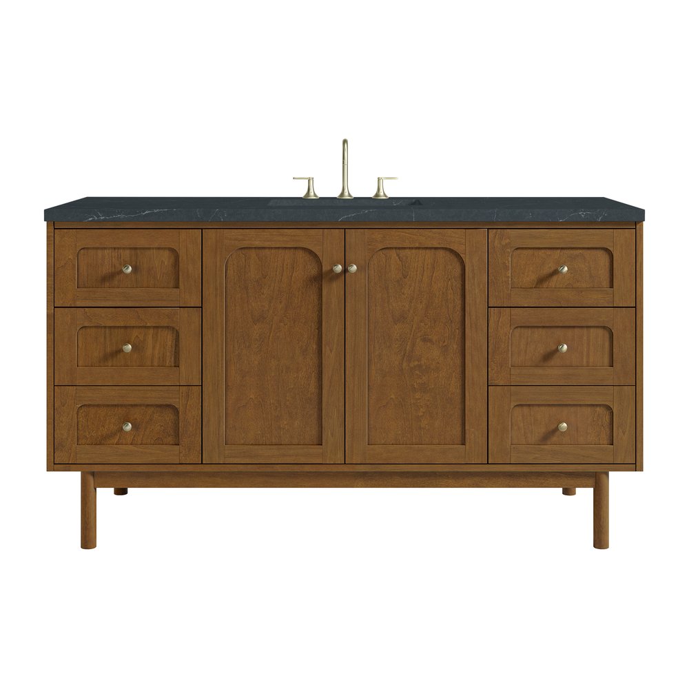 James Martin - Laurent 60" Single Vanity, Honey Oak w/ 3 CM Charcoal Soapstone Silestone Top - 545-V60S-HNO-3CSP view 1