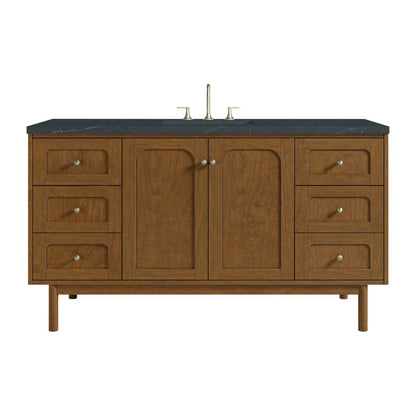 James Martin - Laurent 60" Single Vanity, Honey Oak w/ 3 CM Charcoal Soapstone Silestone Top - 545-V60S-HNO-3CSP view 1