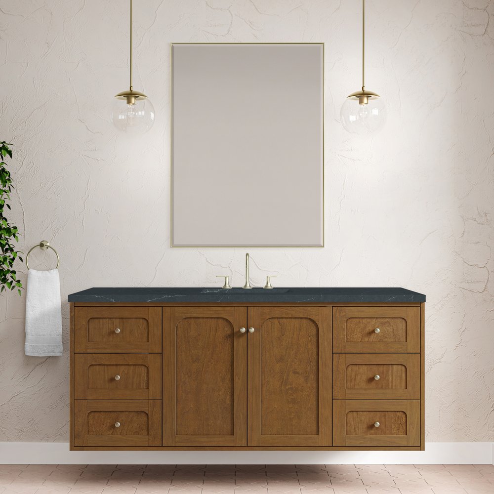 James Martin - Laurent 60" Single Vanity, Honey Oak w/ 3 CM Charcoal Soapstone Silestone Top - 545-V60S-HNO-3CSP view 6