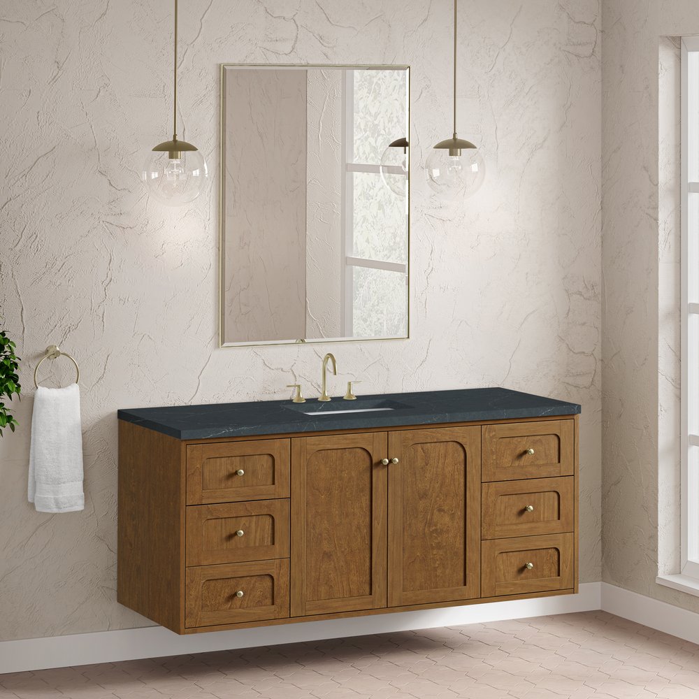 James Martin - Laurent 60" Single Vanity, Honey Oak w/ 3 CM Charcoal Soapstone Silestone Top - 545-V60S-HNO-3CSP view 8