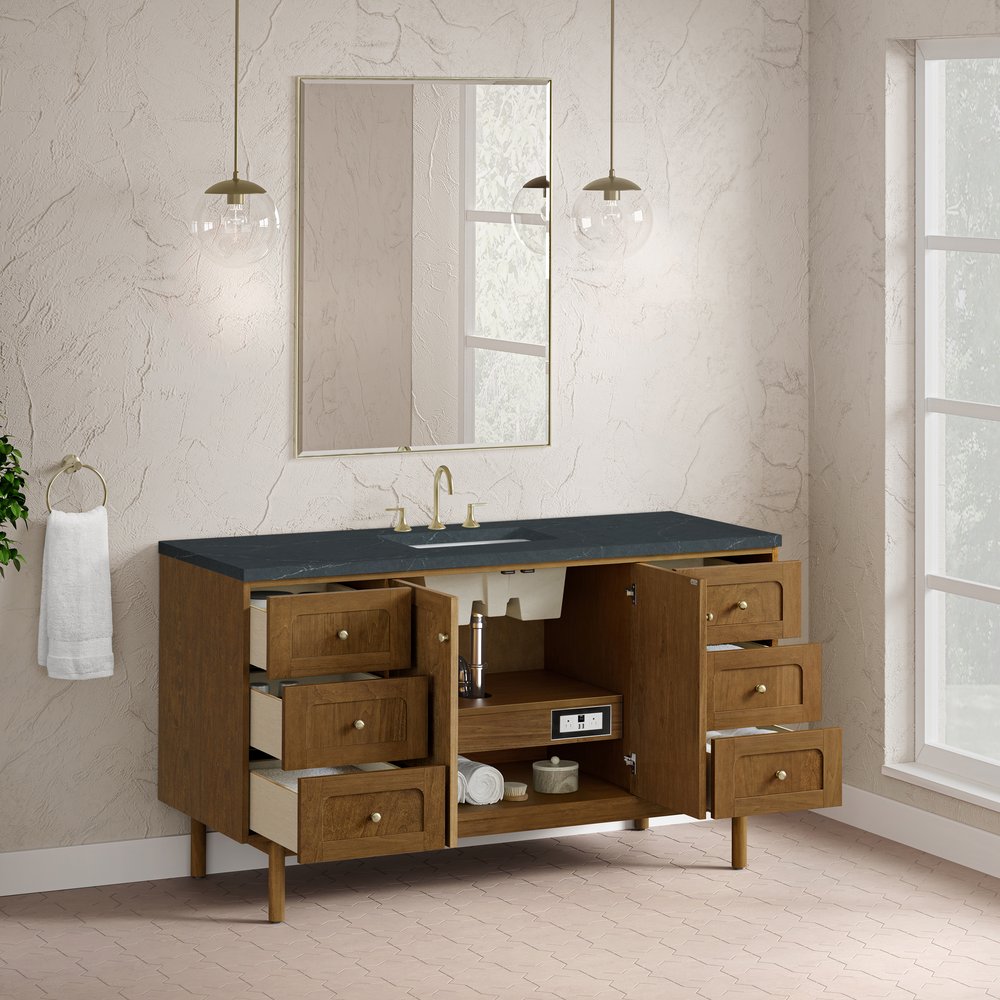 James Martin - Laurent 60" Single Vanity, Honey Oak w/ 3 CM Charcoal Soapstone Silestone Top - 545-V60S-HNO-3CSP view 9