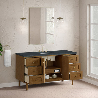 James Martin - Laurent 60" Single Vanity, Honey Oak w/ 3 CM Charcoal Soapstone Silestone Top - 545-V60S-HNO-3CSP view 9