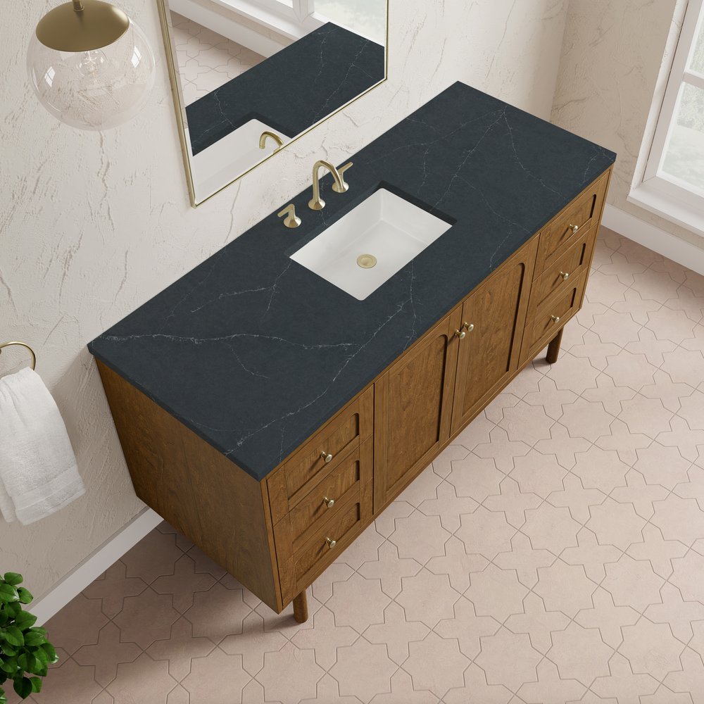 James Martin - Laurent 60" Single Vanity, Honey Oak w/ 3 CM Charcoal Soapstone Silestone Top - 545-V60S-HNO-3CSP view 11