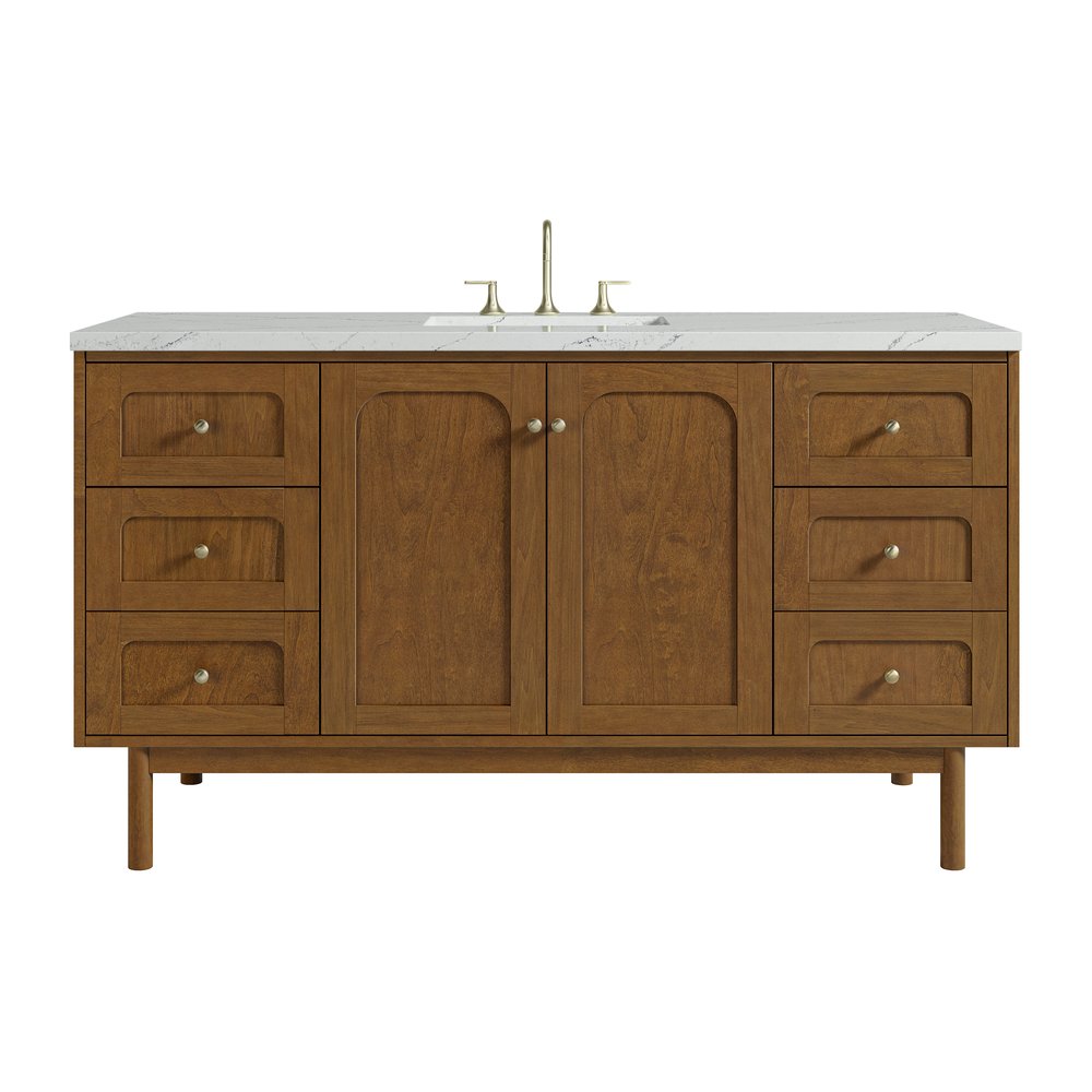 James Martin - Laurent 60" Single Vanity, Honey Oak w/ 3 CM Ethereal Noctis Silestone Top - 545-V60S-HNO-3ENC view 1