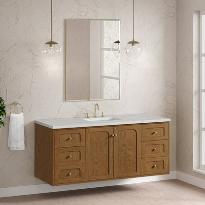 James Martin - Laurent 60" Single Vanity, Honey Oak w/ 3 CM Ethereal Noctis Silestone Top w/FreePower Wireless Charger - 545-V60S-HNO-FENC view 8