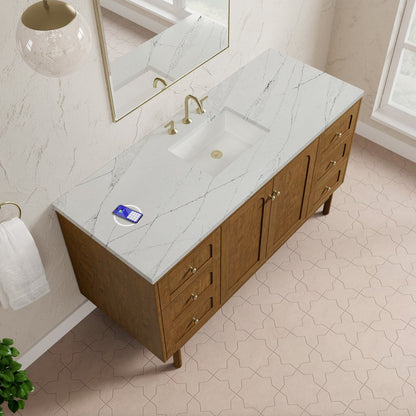 James Martin - Laurent 60" Single Vanity, Honey Oak w/ 3 CM Ethereal Noctis Silestone Top w/FreePower Wireless Charger - 545-V60S-HNO-FENC view 11