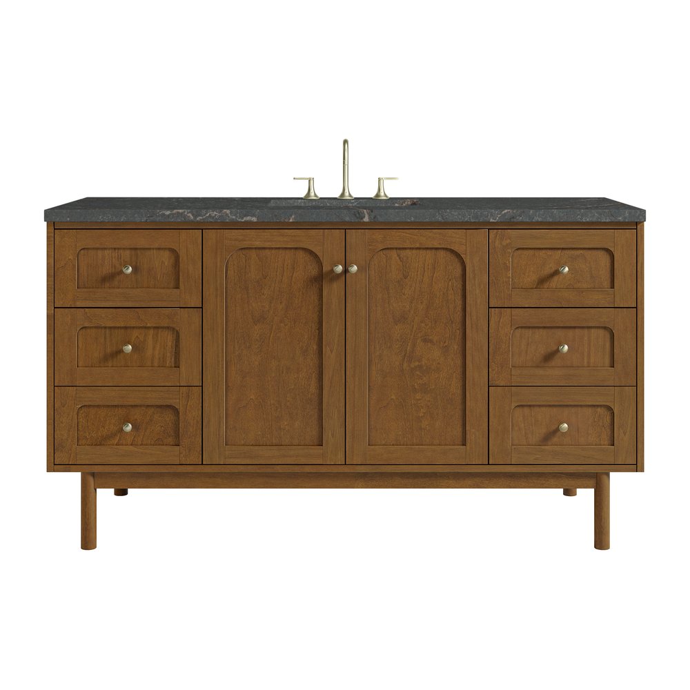 James Martin - Laurent 60" Single Vanity, Honey Oak w/ 3 CM Parisien Bleu Silestone Top - 545-V60S-HNO-3PBL view 1