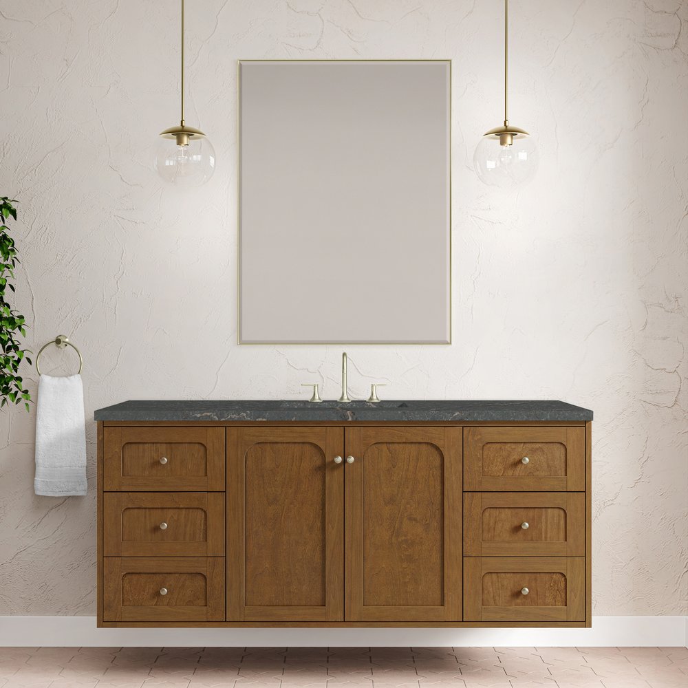 James Martin - Laurent 60" Single Vanity, Honey Oak w/ 3 CM Parisien Bleu Silestone Top - 545-V60S-HNO-3PBL view 6