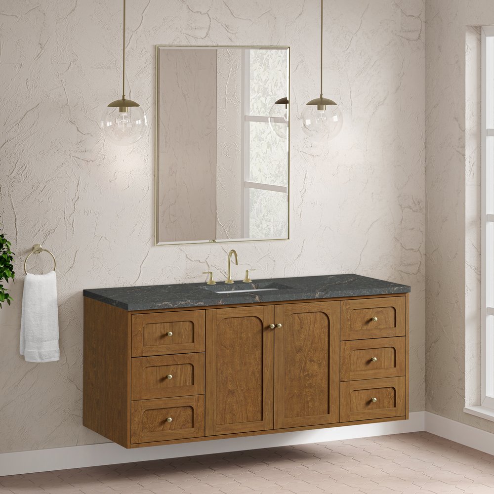 James Martin - Laurent 60" Single Vanity, Honey Oak w/ 3 CM Parisien Bleu Silestone Top - 545-V60S-HNO-3PBL view 8