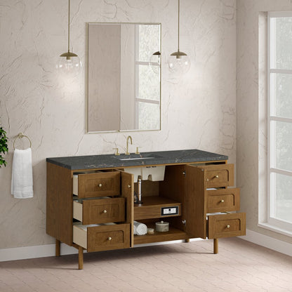 James Martin - Laurent 60" Single Vanity, Honey Oak w/ 3 CM Parisien Bleu Silestone Top - 545-V60S-HNO-3PBL view 9
