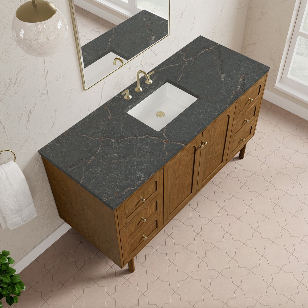 James Martin - Laurent 60" Single Vanity, Honey Oak w/ 3 CM Parisien Bleu Silestone Top - 545-V60S-HNO-3PBL view 11