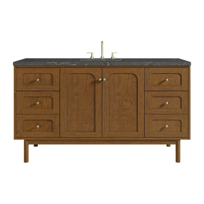 James Martin - Laurent 60" Single Vanity, Honey Oak w/ 3 CM Parisien Bleu Silestone Top w/FreePower Wireless Charger - 545-V60S-HNO-FPBL view 1