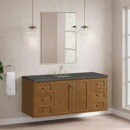 James Martin - Laurent 60" Single Vanity, Honey Oak w/ 3 CM Parisien Bleu Silestone Top w/FreePower Wireless Charger - 545-V60S-HNO-FPBL view 8