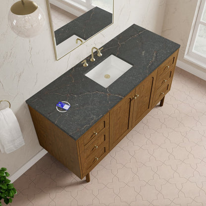James Martin - Laurent 60" Single Vanity, Honey Oak w/ 3 CM Parisien Bleu Silestone Top w/FreePower Wireless Charger - 545-V60S-HNO-FPBL view 11