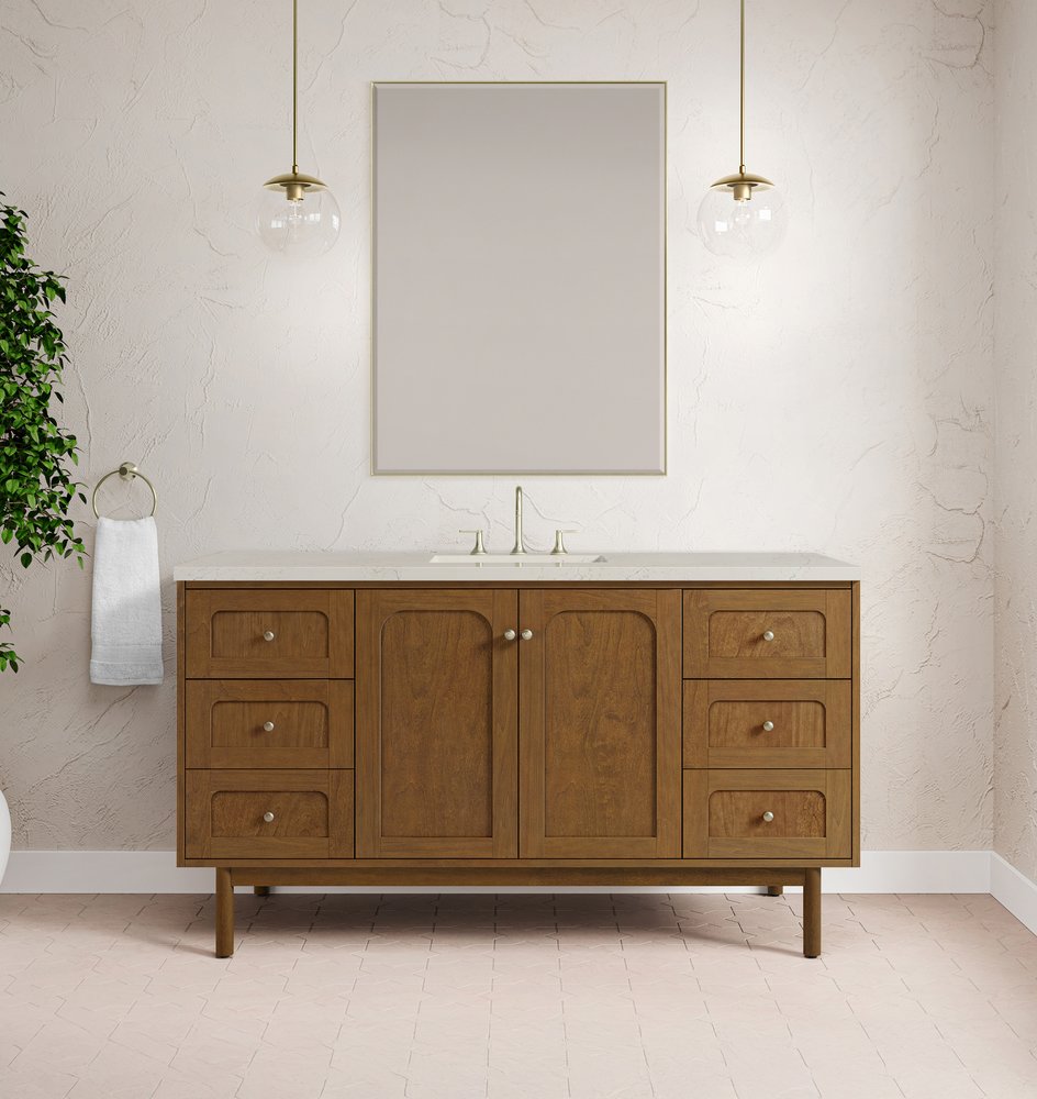 James Martin - Laurent 60" Single Vanity, Honey Oak w/ 3 CM Siberian Silestone Top - 545-V60S-HNO-3SFR view 5
