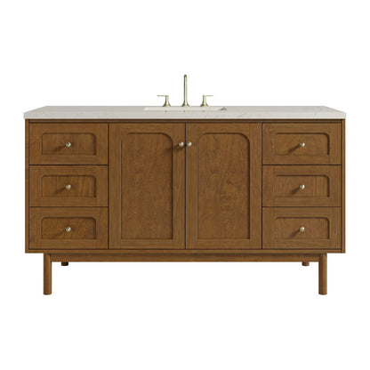 James Martin - Laurent 60" Single Vanity, Honey Oak w/ 3 CM Siberian Silestone Top w/FreePower Wireless Charger - 545-V60S-HNO-FSFR view 1