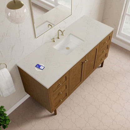 James Martin - Laurent 60" Single Vanity, Honey Oak w/ 3 CM Siberian Silestone Top w/FreePower Wireless Charger - 545-V60S-HNO-FSFR view 11