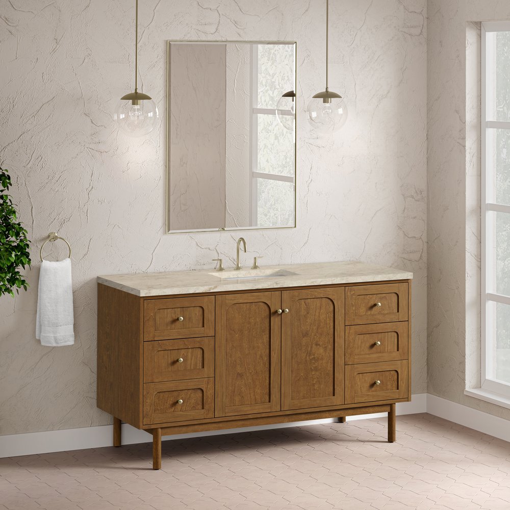 James Martin - Laurent 60" Single Vanity, Honey Oak w/ 3 CM Tajnar Eclos Top - 545-V60S-HNO-3TJR view 7