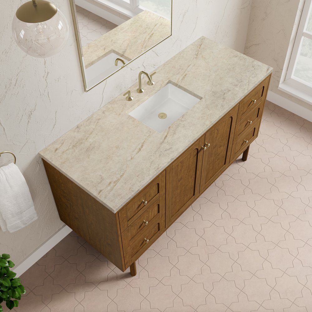 James Martin - Laurent 60" Single Vanity, Honey Oak w/ 3 CM Tajnar Eclos Top - 545-V60S-HNO-3TJR view 11