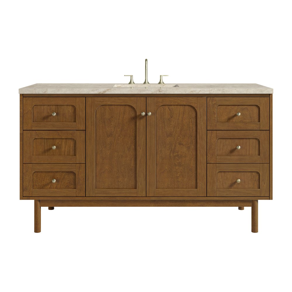 James Martin - Laurent 60" Single Vanity, Honey Oak w/ 3 CM Tajnar Eclos Top w/FreePower Wireless Charger - 545-V60S-HNO-FTJR view 1