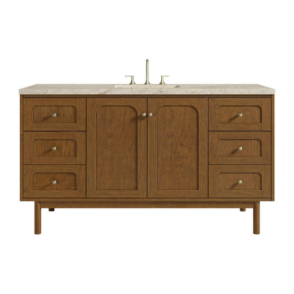 James Martin - Laurent 60" Single Vanity, Honey Oak w/ 3 CM Tajnar Eclos Top w/FreePower Wireless Charger - 545-V60S-HNO-FTJR view 1