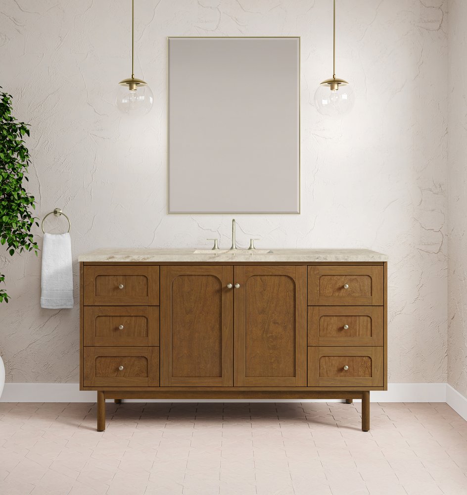 James Martin - Laurent 60" Single Vanity, Honey Oak w/ 3 CM Tajnar Eclos Top w/FreePower Wireless Charger - 545-V60S-HNO-FTJR view 5