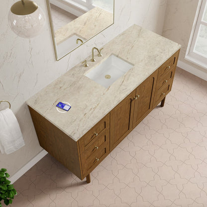 James Martin - Laurent 60" Single Vanity, Honey Oak w/ 3 CM Tajnar Eclos Top w/FreePower Wireless Charger - 545-V60S-HNO-FTJR view 11