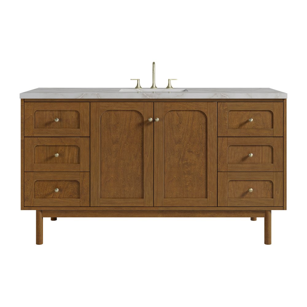 James Martin - Laurent 60" Single Vanity, Honey Oak w/ 3 CM Victorian Silver Silestone Top - 545-V60S-HNO-3VSL view 1