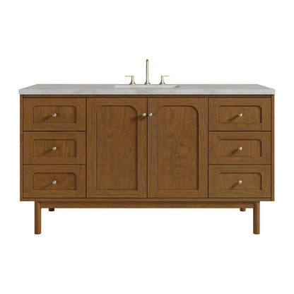James Martin - Laurent 60" Single Vanity, Honey Oak w/ 3 CM Victorian Silver Silestone Top - 545-V60S-HNO-3VSL view 1