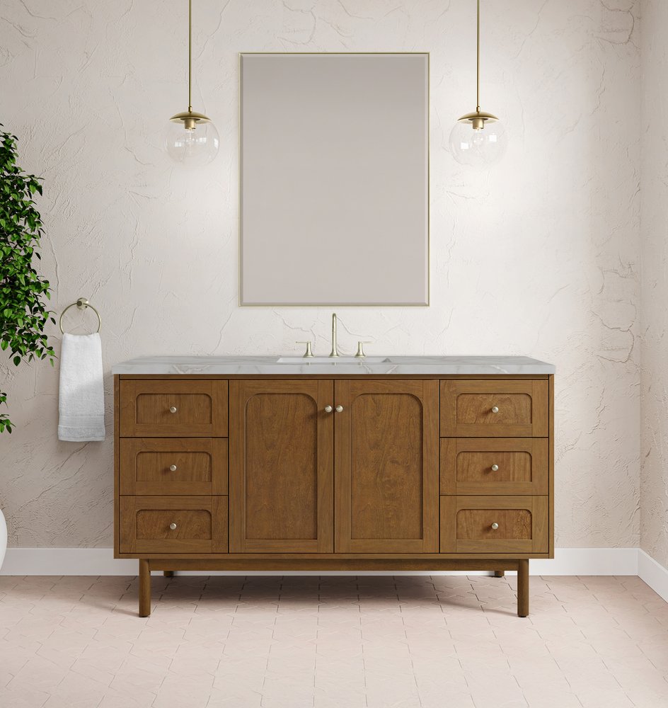 James Martin - Laurent 60" Single Vanity, Honey Oak w/ 3 CM Victorian Silver Silestone Top - 545-V60S-HNO-3VSL view 5