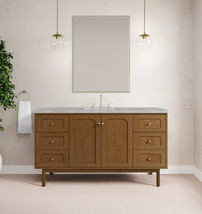 James Martin - Laurent 60" Single Vanity, Honey Oak w/ 3 CM Victorian Silver Silestone Top - 545-V60S-HNO-3VSL view 5