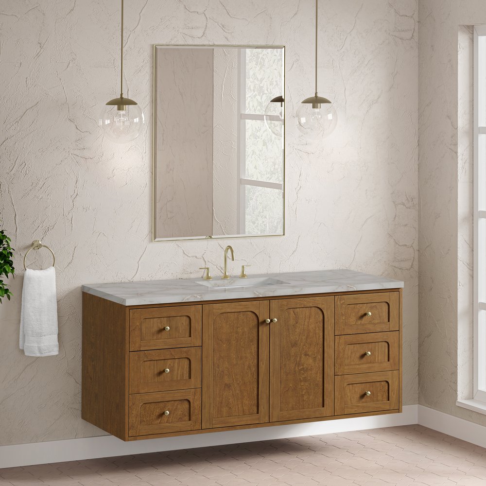 James Martin - Laurent 60" Single Vanity, Honey Oak w/ 3 CM Victorian Silver Silestone Top - 545-V60S-HNO-3VSL view 8