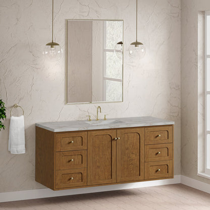 James Martin - Laurent 60" Single Vanity, Honey Oak w/ 3 CM Victorian Silver Silestone Top - 545-V60S-HNO-3VSL view 8