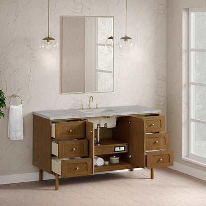 James Martin - Laurent 60" Single Vanity, Honey Oak w/ 3 CM Victorian Silver Silestone Top - 545-V60S-HNO-3VSL view 9