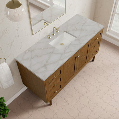 James Martin - Laurent 60" Single Vanity, Honey Oak w/ 3 CM Victorian Silver Silestone Top - 545-V60S-HNO-3VSL view 11