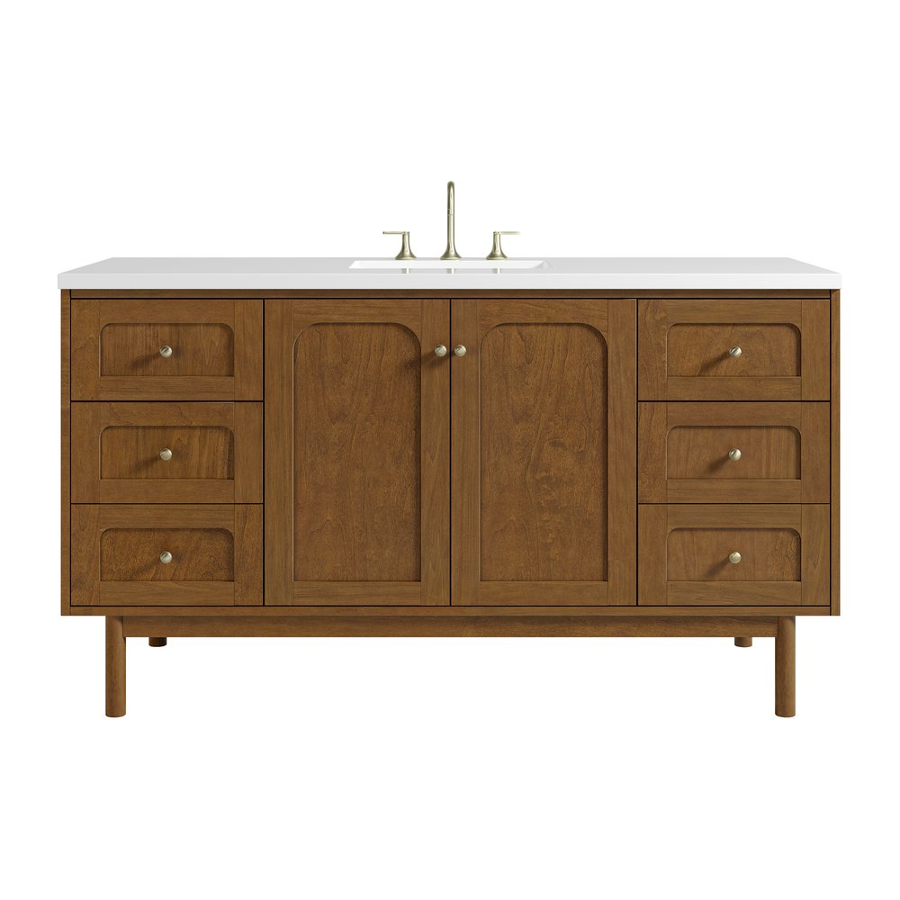 James Martin - Laurent 60" Single Vanity, Honey Oak w/ 3 CM White Zeus Silestone Top - 545-V60S-HNO-3WZ view 1