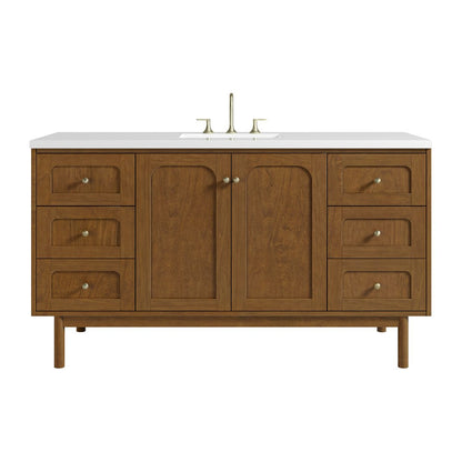 James Martin - Laurent 60" Single Vanity, Honey Oak w/ 3 CM White Zeus Silestone Top - 545-V60S-HNO-3WZ view 1