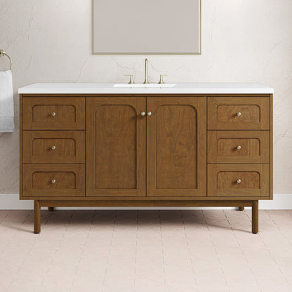 James Martin - Laurent 60" Single Vanity, Honey Oak w/ 3 CM White Zeus Silestone Top - 545-V60S-HNO-3WZ view 7