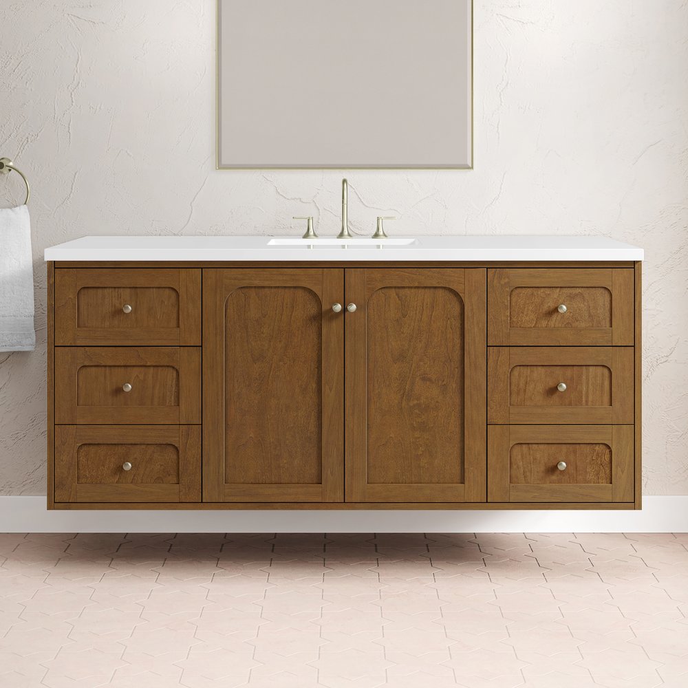 James Martin - Laurent 60" Single Vanity, Honey Oak w/ 3 CM White Zeus Silestone Top - 545-V60S-HNO-3WZ view 8