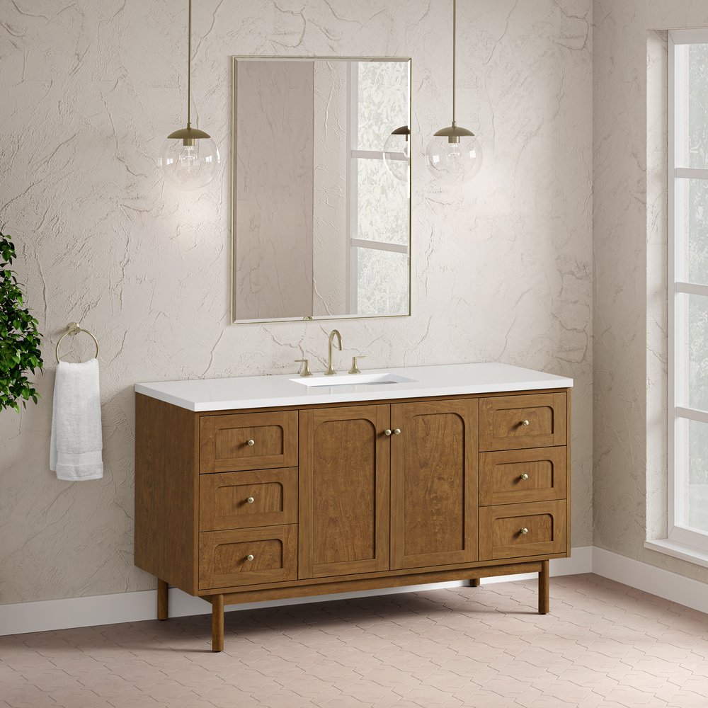 James Martin - Laurent 60" Single Vanity, Honey Oak w/ 3 CM White Zeus Silestone Top - 545-V60S-HNO-3WZ view 9