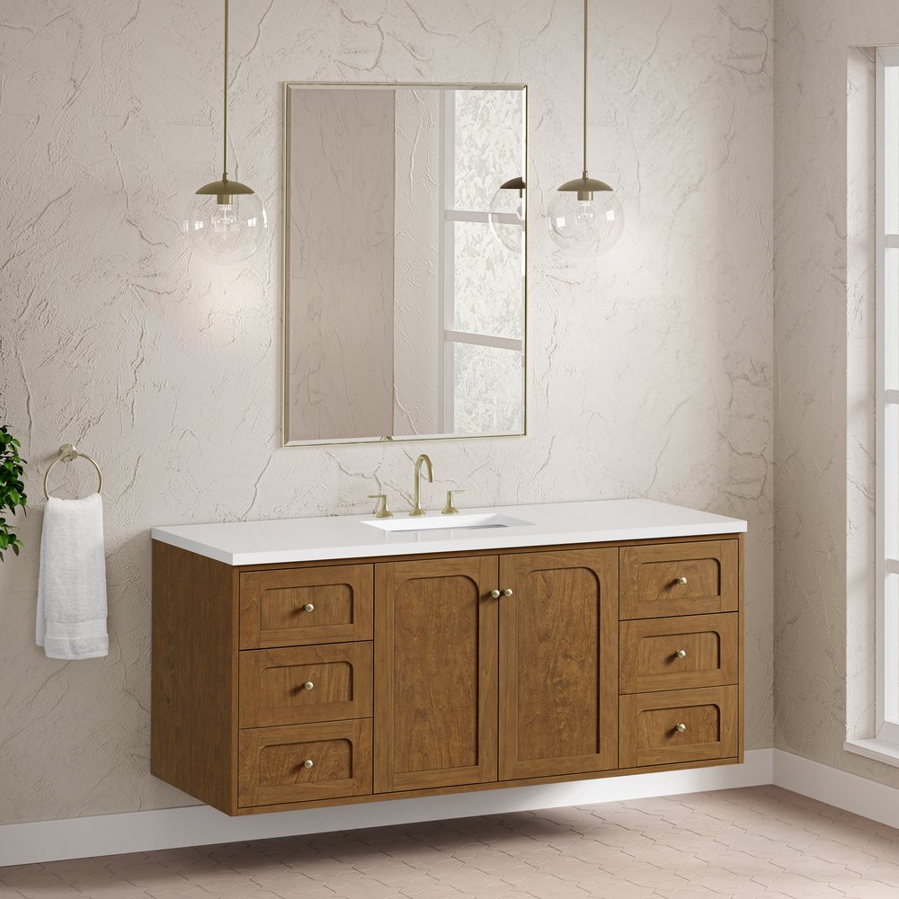 James Martin - Laurent 60" Single Vanity, Honey Oak w/ 3 CM White Zeus Silestone Top - 545-V60S-HNO-3WZ view 10