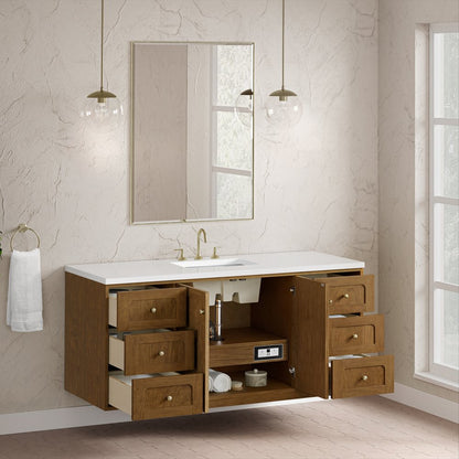 James Martin - Laurent 60" Single Vanity, Honey Oak w/ 3 CM White Zeus Silestone Top - 545-V60S-HNO-3WZ view 12