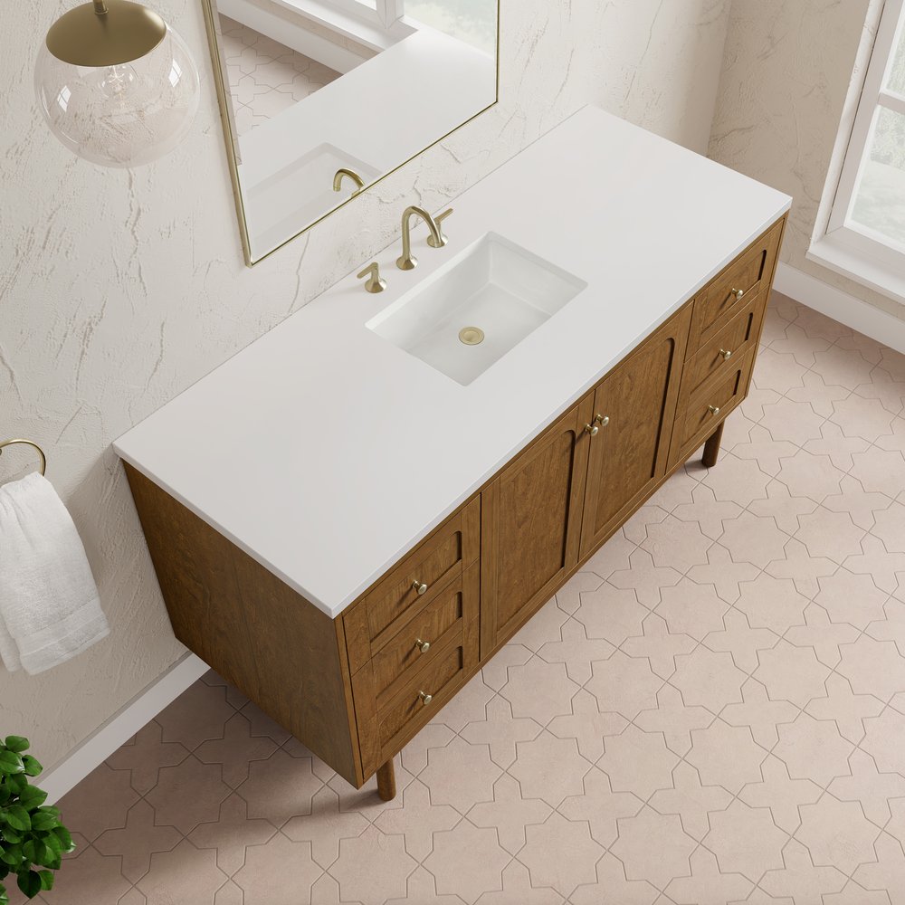 James Martin - Laurent 60" Single Vanity, Honey Oak w/ 3 CM White Zeus Silestone Top - 545-V60S-HNO-3WZ view 16