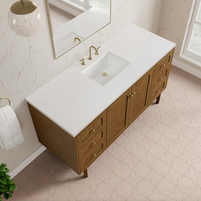 James Martin - Laurent 60" Single Vanity, Honey Oak w/ 3 CM White Zeus Silestone Top - 545-V60S-HNO-3WZ view 16
